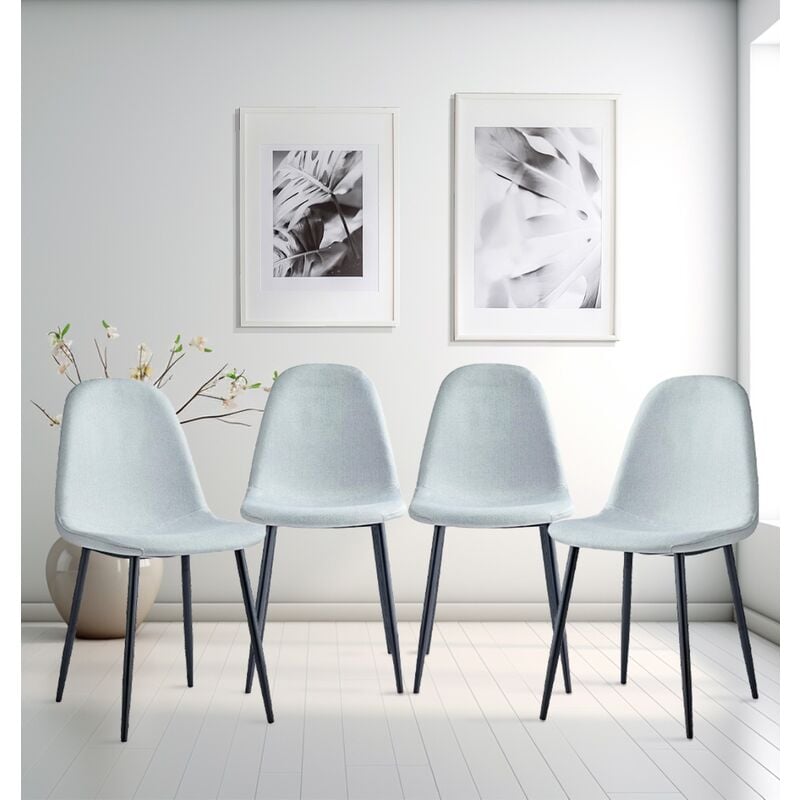 Cullompton Dining Chairs Set of 4, Fabric Dining Chairs with Black Metal Legs, Upholstered Dining Chair for Home and Office, Modern Restaurant Chairs