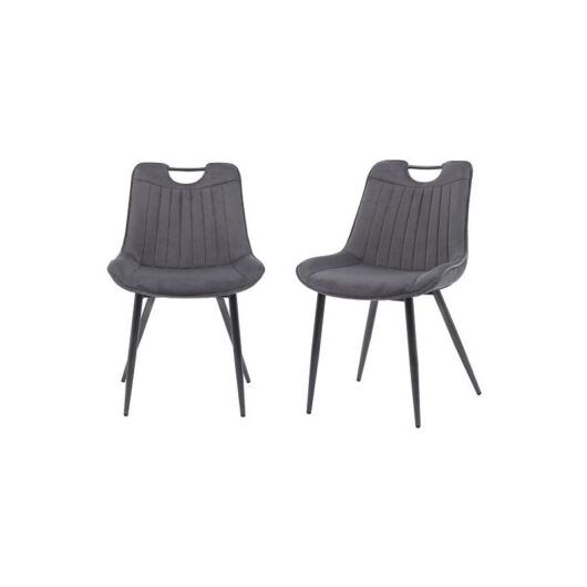 Dark Grey ure Designs Ltd Nigella Dining Chairs Set of 2, Velvet Chair bucket