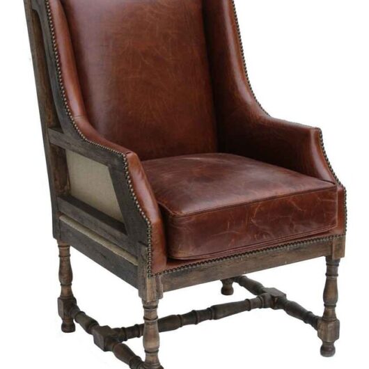 Deconstructed Vintage Distressed Leather Wing Chair