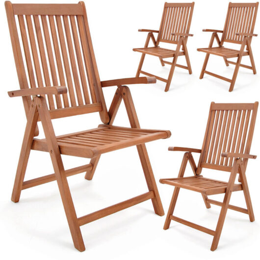 Deuba - Garden Chair Vanamo FSC®-certified Eucalyptus Wood Foldable Chair High-back Garden Furniture 4 Pcs Set