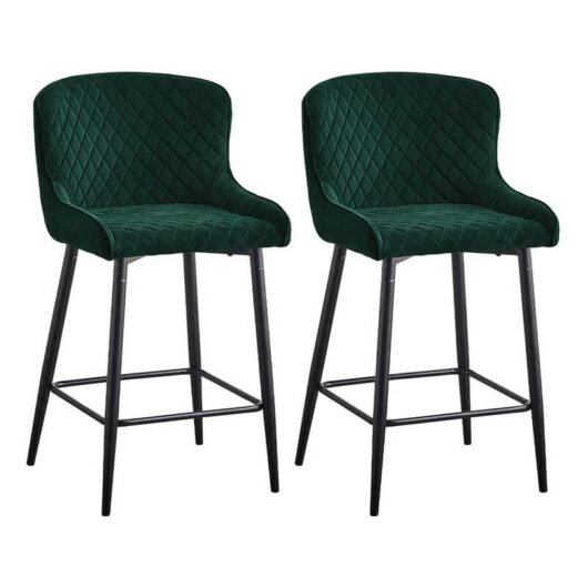 Dining Chair, 2X Velvet Upholstered Kitchen Leisure Chairs Soft Padded Accent Chair,Green