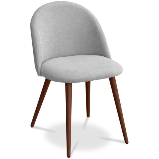 Dining Chair Evelyne Scandinavian Design Premium - Dark legs Light grey Metal with wooden transfer painting, Linen, Wood - Light grey