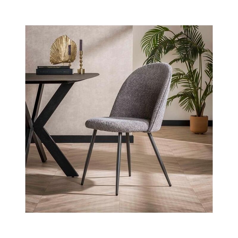 Dining Chair Loops Boucle Grey