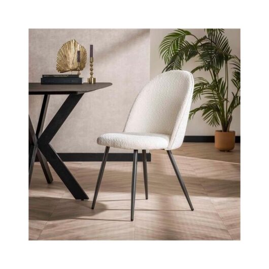 Dining Chair Loops Boucle White