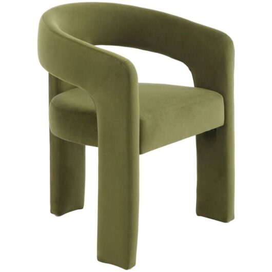 Dining Chair in Velvet Upholstered Armchair Designed with Unique Curved Backest Kitchen Side Chair for Dining Living Room, Green, Wahson