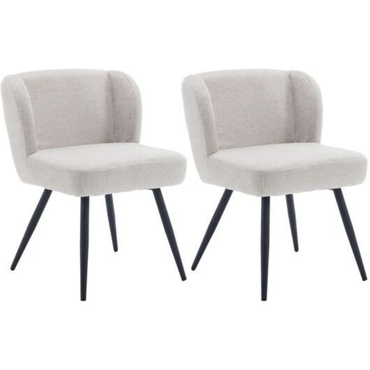 Dining Chairs Set of 2 Leisure Chairs Upholstered Kitchen Chairs in Linen with Backrest for Home Dining Living Room, Oatmeal