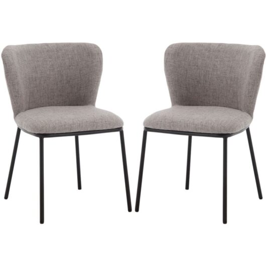 Dining Chairs Set of 2 in Linen Upholstered Armless Side Chairs with Metal Legs Kitchen Leisure Chairs for Dining Living Room, Grey, Wahson