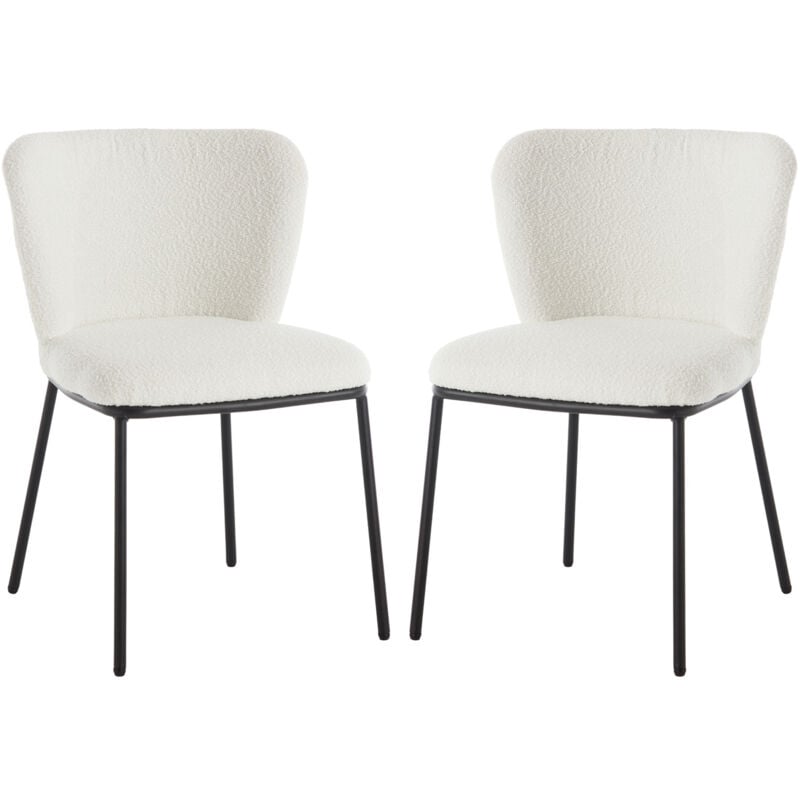 Dining Chairs Set of 2 in Sherpa Upholstered Armless Side Chairs with Metal Legs Kitchen Leisure Chairs for Dining Living Room, White, Wahson