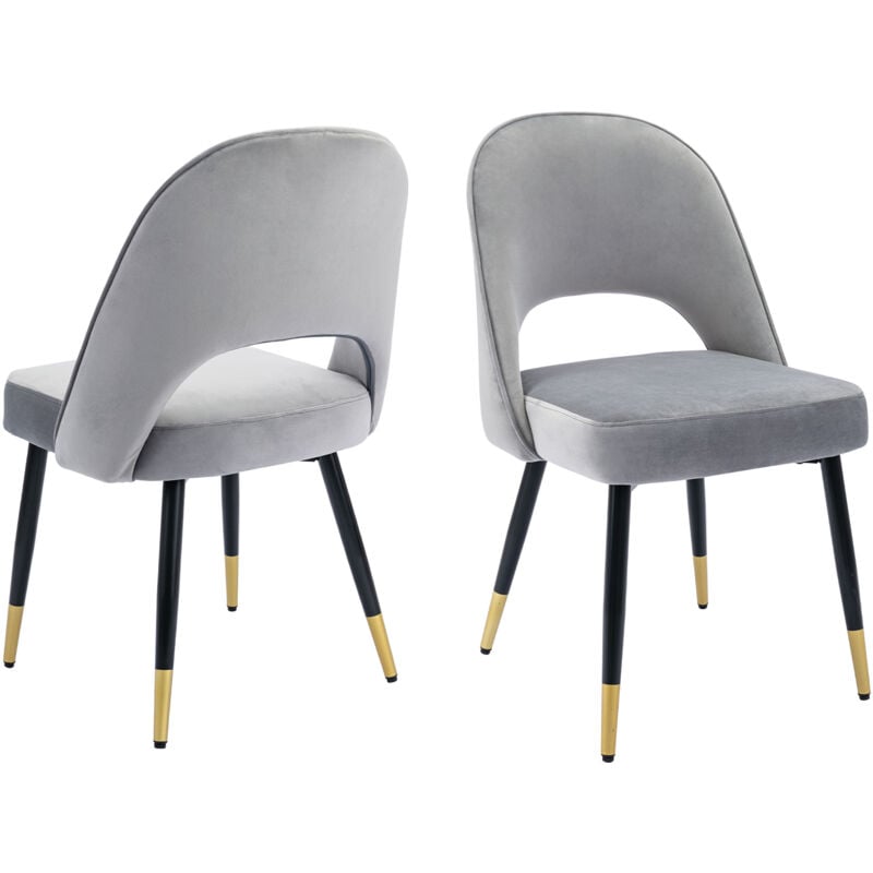 Dining Chairs Set of 2 in Velvet Modern Side Chairs with Metal Legs Kitchen Leisure Chairs for Dining Living Room Restaurant, Grey, Wahson
