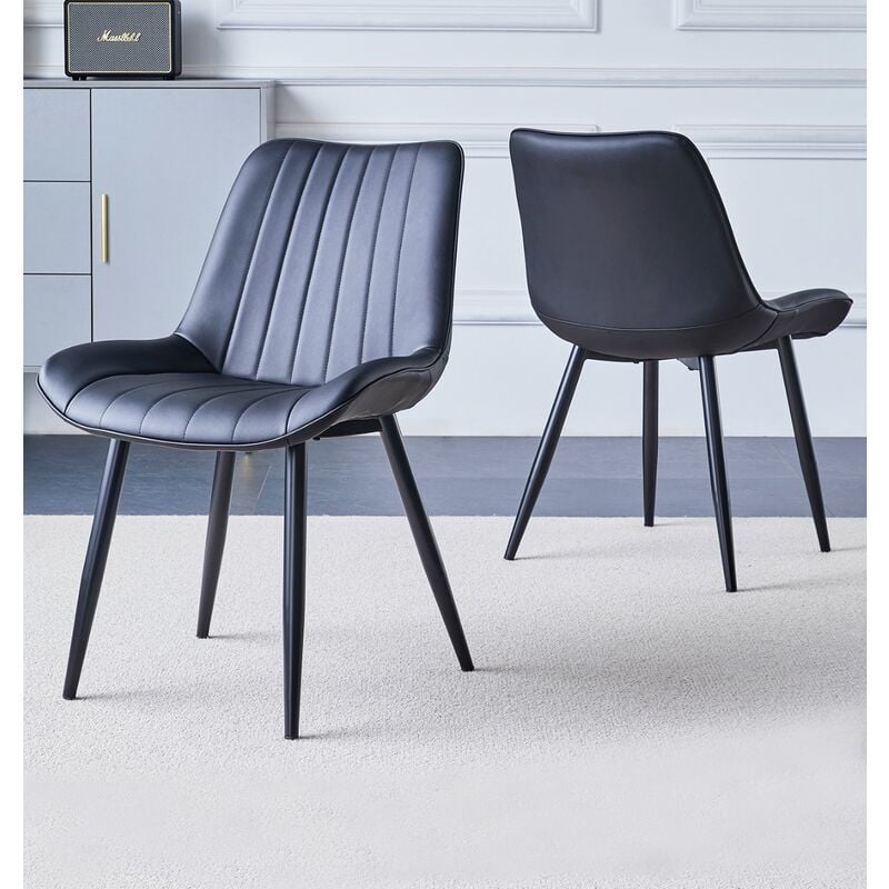 Dining Chairs Set of 2, pu Leather Dining Chairs, Sleek & Modern Dining Chair with Sturdy Metal Legs for Home, Officet & Café, Dining Chair Faux