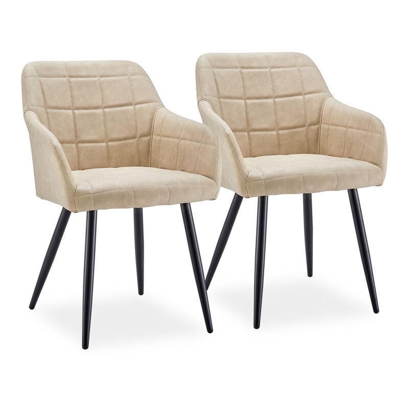Dining Chairs,2x Faux Leather Kitchen Leisure Chairs, Lounge Reception Chairs for Home Office Furniture, Champagne