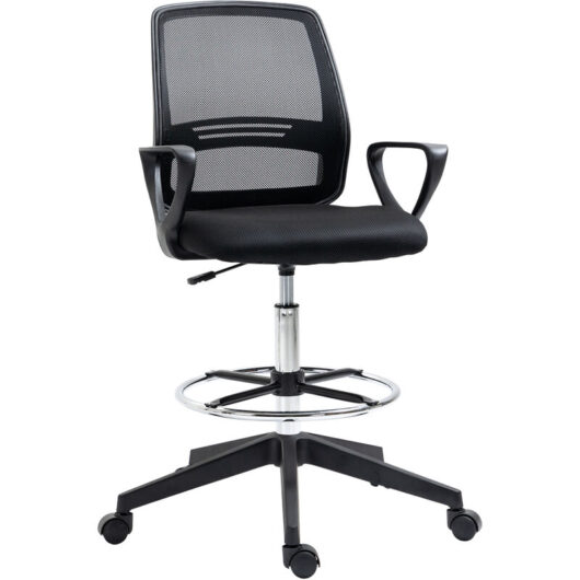 Draughtsman Chair Tall Office Chair with Adjustable Height Black - Vinsetto