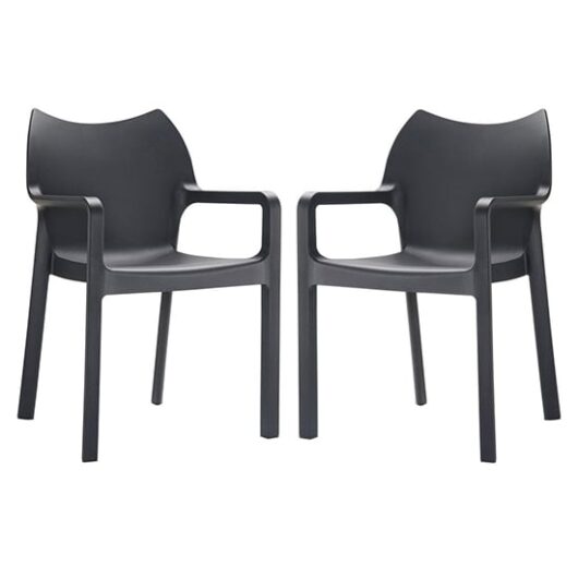 Dublin Black Reinforced Glass Fibre Dining Chairs In Pair