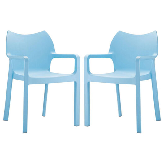 Dublin Light Blue Reinforced Glass Fibre Dining Chairs In Pair