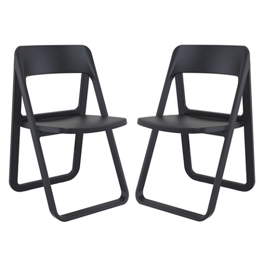 Durham Black Polypropylene Dining Chairs In Pair