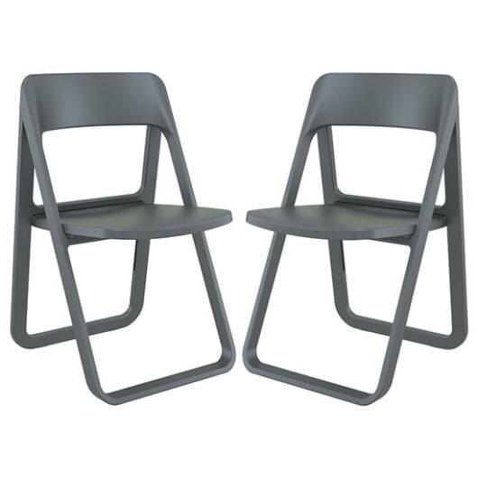 Durham Dark Grey Polypropylene Dining Chairs In Pair