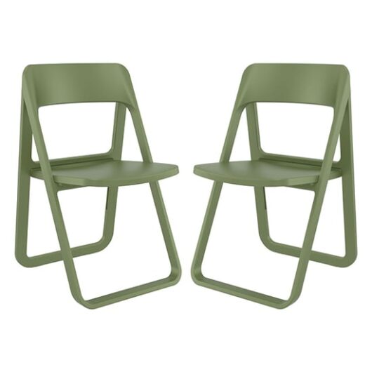 Durham Olive Green Polypropylene Dining Chairs In Pair