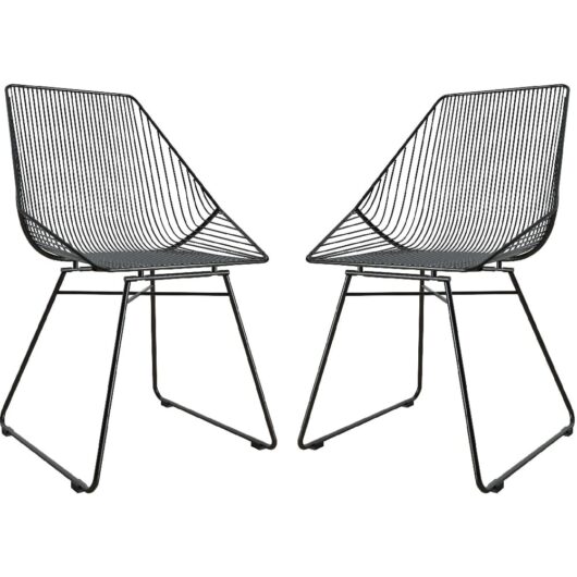 Eastlake Black Metal Bistro Dining Chairs In Pair
