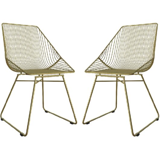 Eastlake Gold Metal Bistro Dining Chairs In Pair
