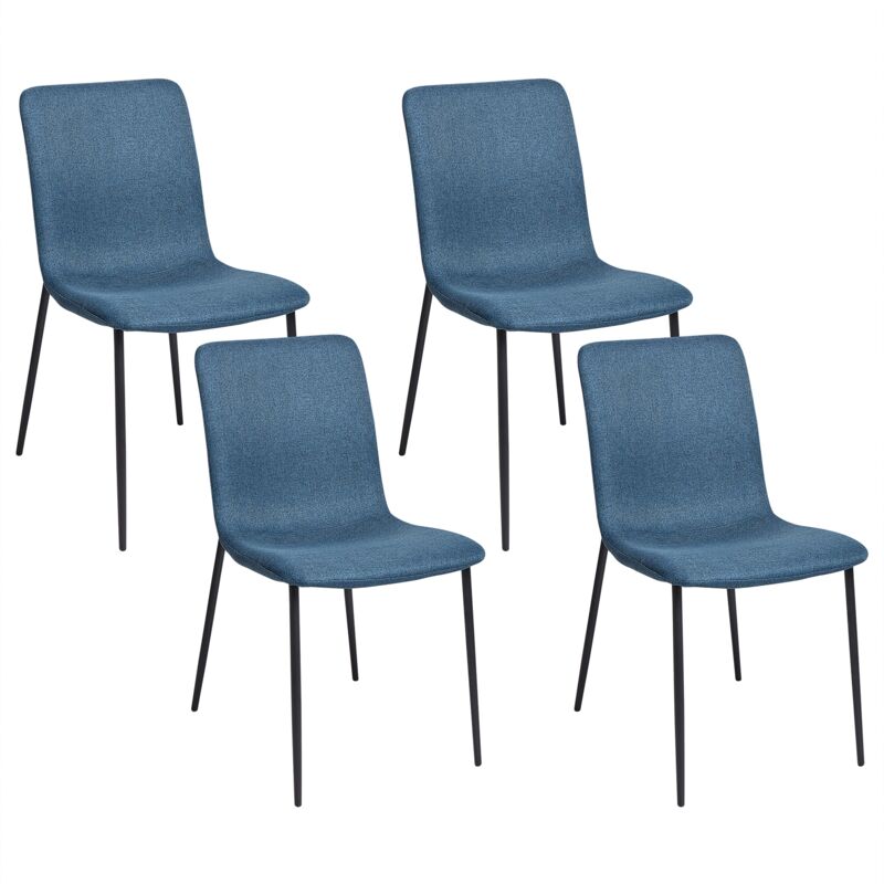 Elegant Set of 4 Fabric Dining Chairs Dining Room Polyester Iron Legs Dark Blue Glendive