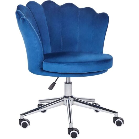 Elegant Swivel Office Chair Adjustable Height Velvet Blue Monticello ii