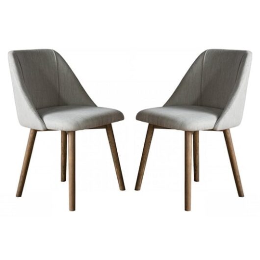 Elliata Natural Fabric Dining Chairs In Pair