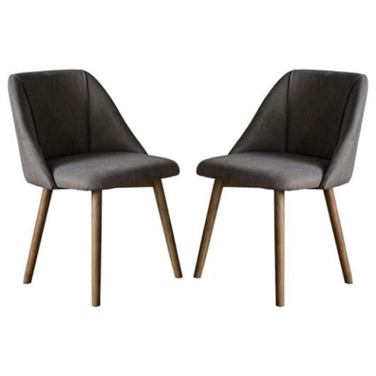 Elliata Slate Grey Fabric Dining Chairs In Pair