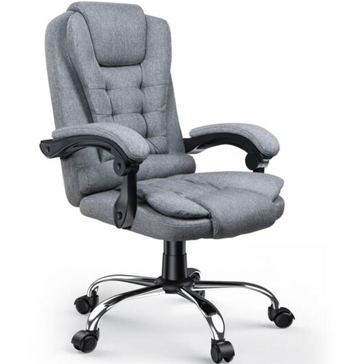 Ergonomic Executive Office Chair Fabric High Back Computer Desk Chair with Reclining Grey