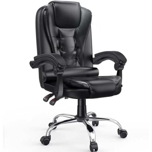 Ergonomic Executive Office Chair pu Leather High Back Computer Desk Chair with Reclining Black