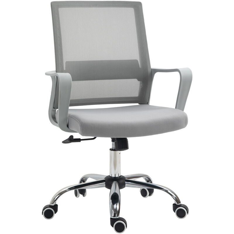 Ergonomic Office Chair Adjustable Height Breathable Mesh Swivel Grey - Vinsetto