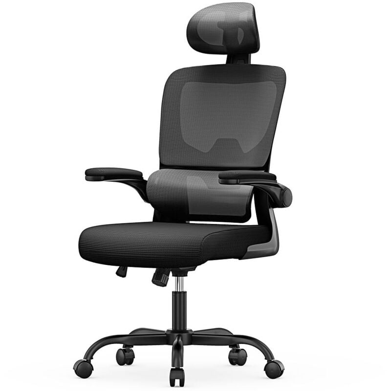 Ergonomic Office Chair Executive Swivel Computer Chair with Headrest Lumbar Support Max Load 150kg Black