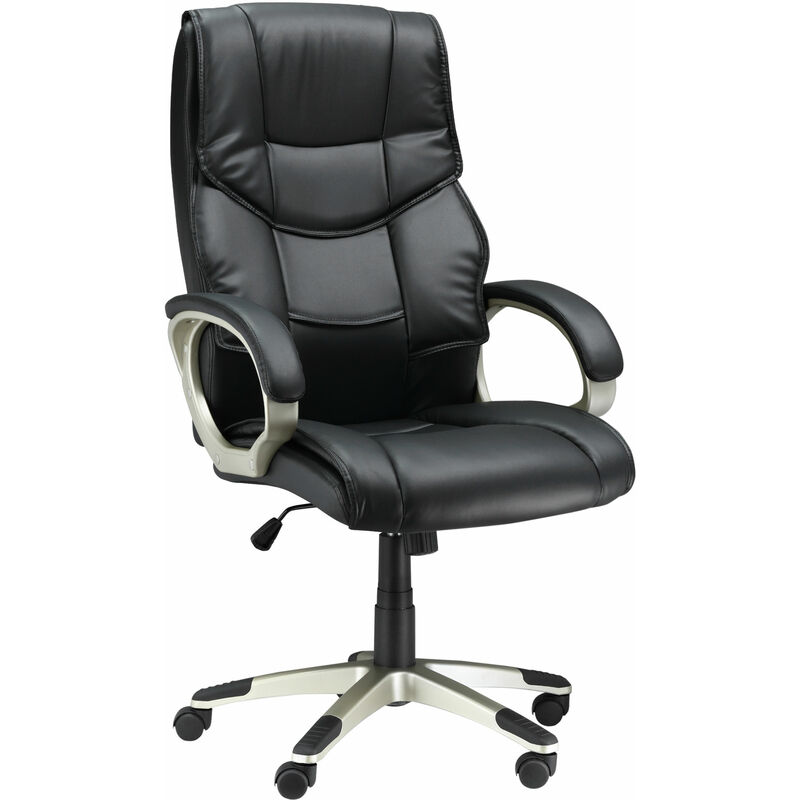 Executive Office Chair Faux Leather Computer Desk Chair w/ Wheel Black - Homcom