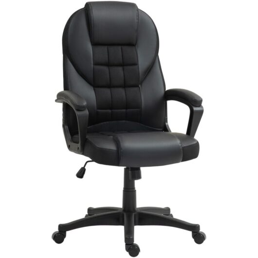 Executive Office Chair High Back Computer Chair with Armrests Black - Homcom
