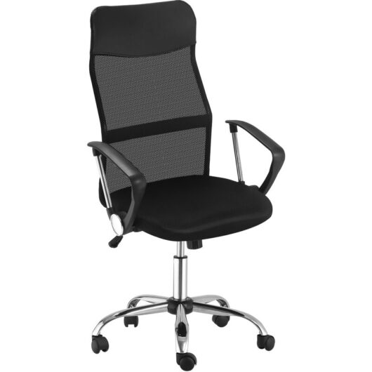 Executive Office Chair High Back Mesh Back Seat Desk Chairs, Black - Homcom