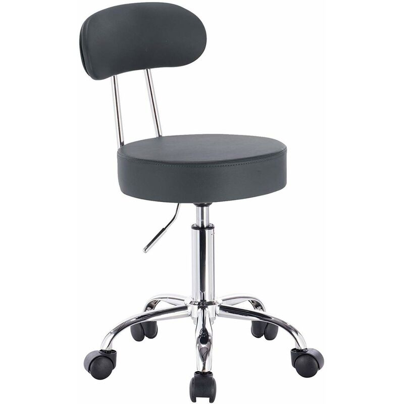 Faux Leather Gas Lift Swivel chairs stools Swivel Working chairs with Back Grey - Woltu