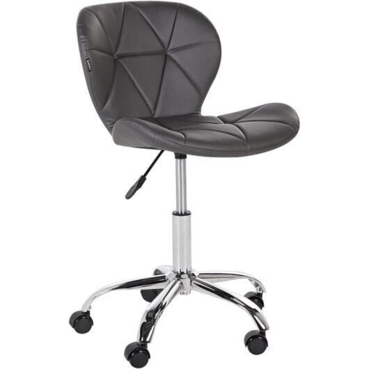 Faux Leather Swivel Desk Office Chair Silver Base Adjustable Graphite Grey Valetta