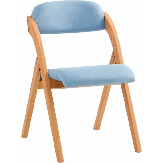 Folding Chair Wooden Padded Folding Kitchen Dining Chair Office Chair Desk Chair,FST92-BL - Sobuy