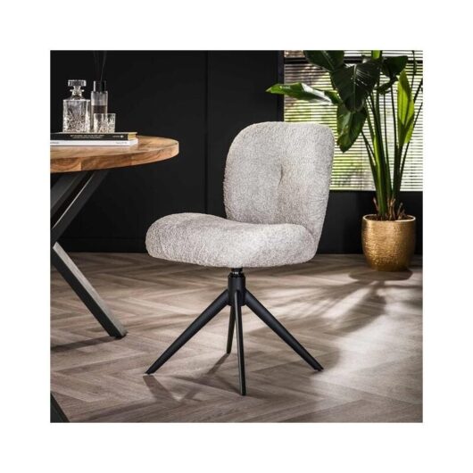 Furnwise - Industrial swivel Dining chair Twirl Boucle Silver