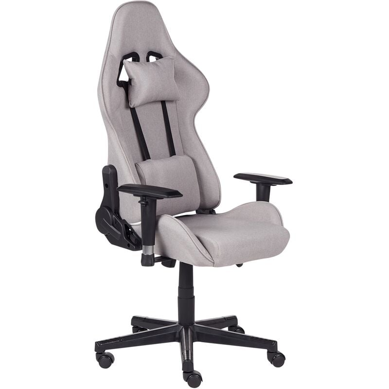 Gaming Chair Ergonomic Fabric Adjustable Armrests Light Grey Warrior
