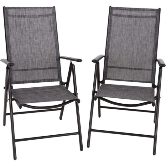 Garden Chairs Folding Patio Outdoor Dining Chairs Set of 2 Stackable Bistro Deck Chairs for Garden Backyard Lawn Grey - Phivilla