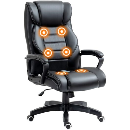 High Back 6 Points Vibration Massage Executive Office Chair Black - Vinsetto