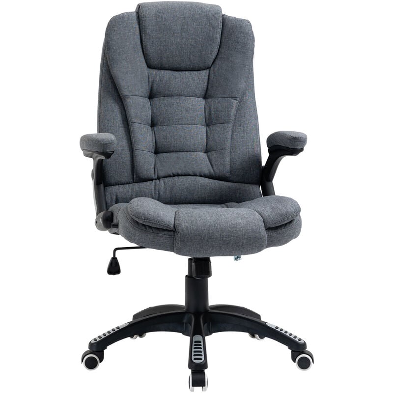 High Back Home Office Chair Swivel Microfibre Fabric Desk Chair Dark Grey - Vinsetto