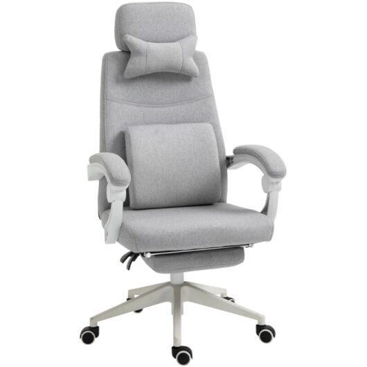 Home Office Chair Reclining Computer Chair w/ Lumbar Support Grey - Vinsetto