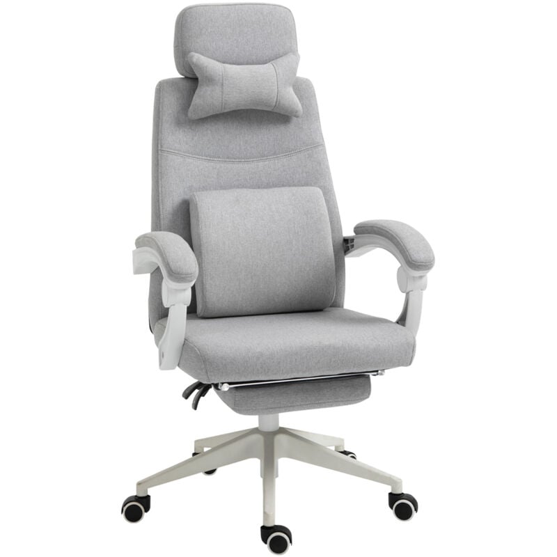 Home Office Chair Reclining Computer Chair w/ Lumbar Support Grey - Vinsetto