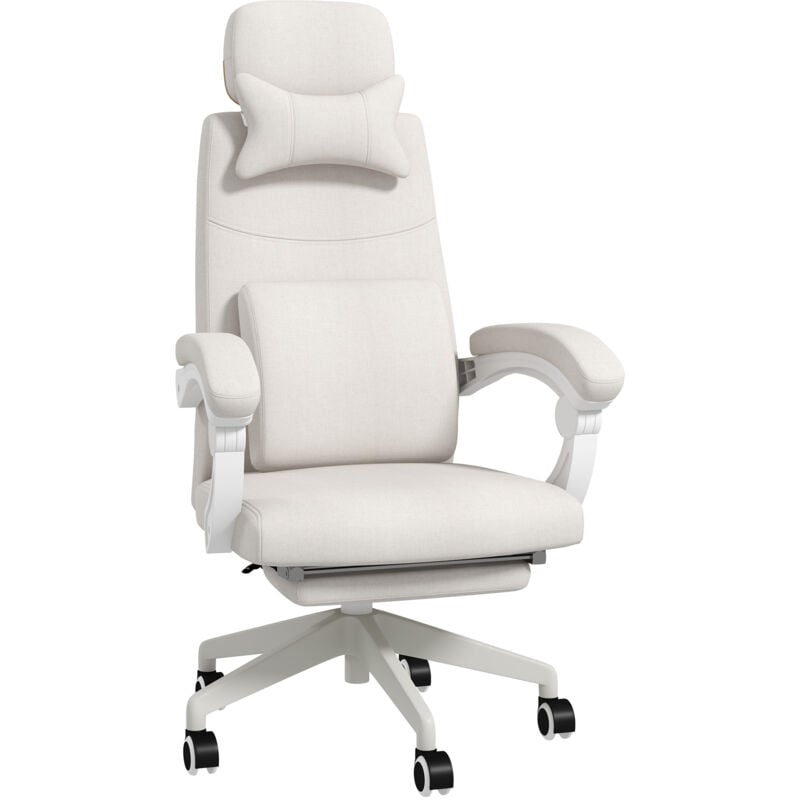 Home Office Chair Reclining Computer Chair w/ Lumbar Support White - Vinsetto