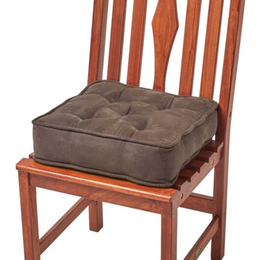 Homescapes - Chocolate Brown Faux Suede Dining Chair Booster Cushion - Brown