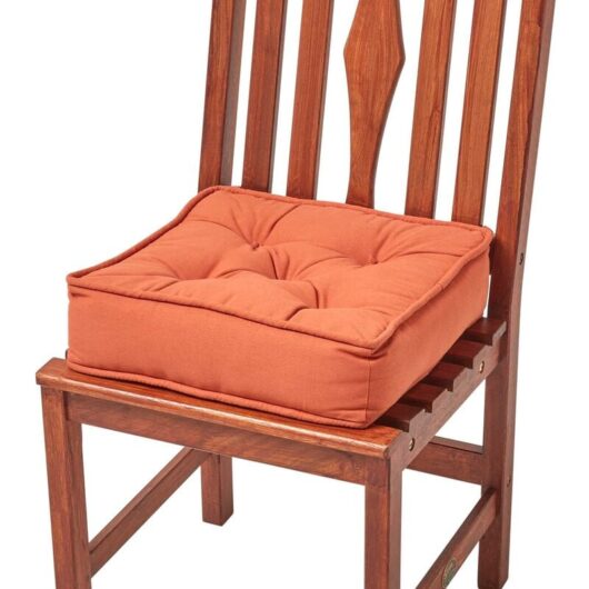 Homescapes - Terracotta Cotton Dining Chair Booster Cushion - Orange