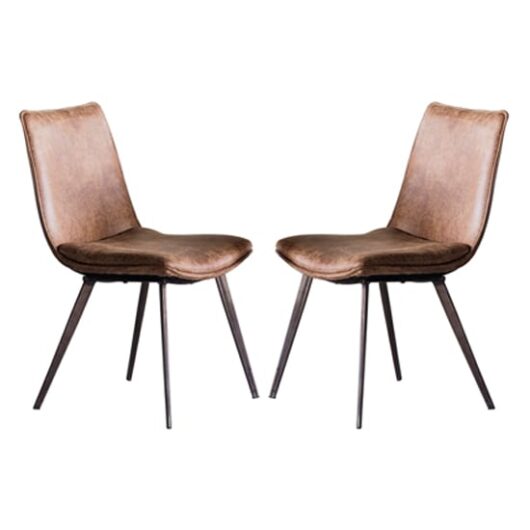 Honks Brown Faux Leather Dining Chairs In Pair