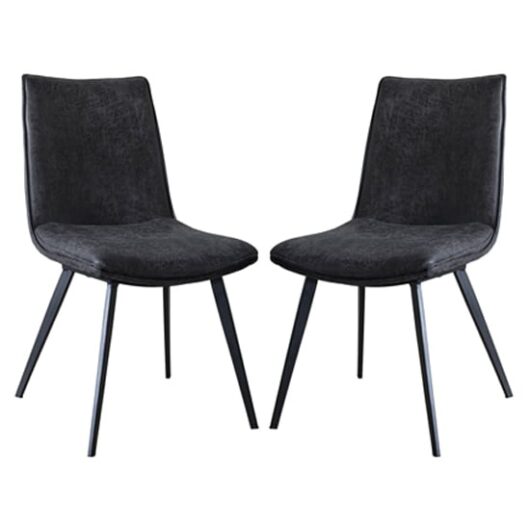 Honks Grey Faux Leather Dining Chairs In Pair