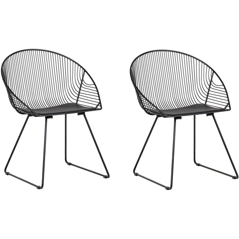 Industrial Modern Set of 2 Accent Chairs Dining Room Kitchen Metal Black Aurora